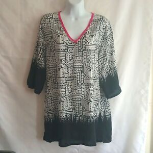 Shiraleah Chicago black white lightweight cotton tunic size M